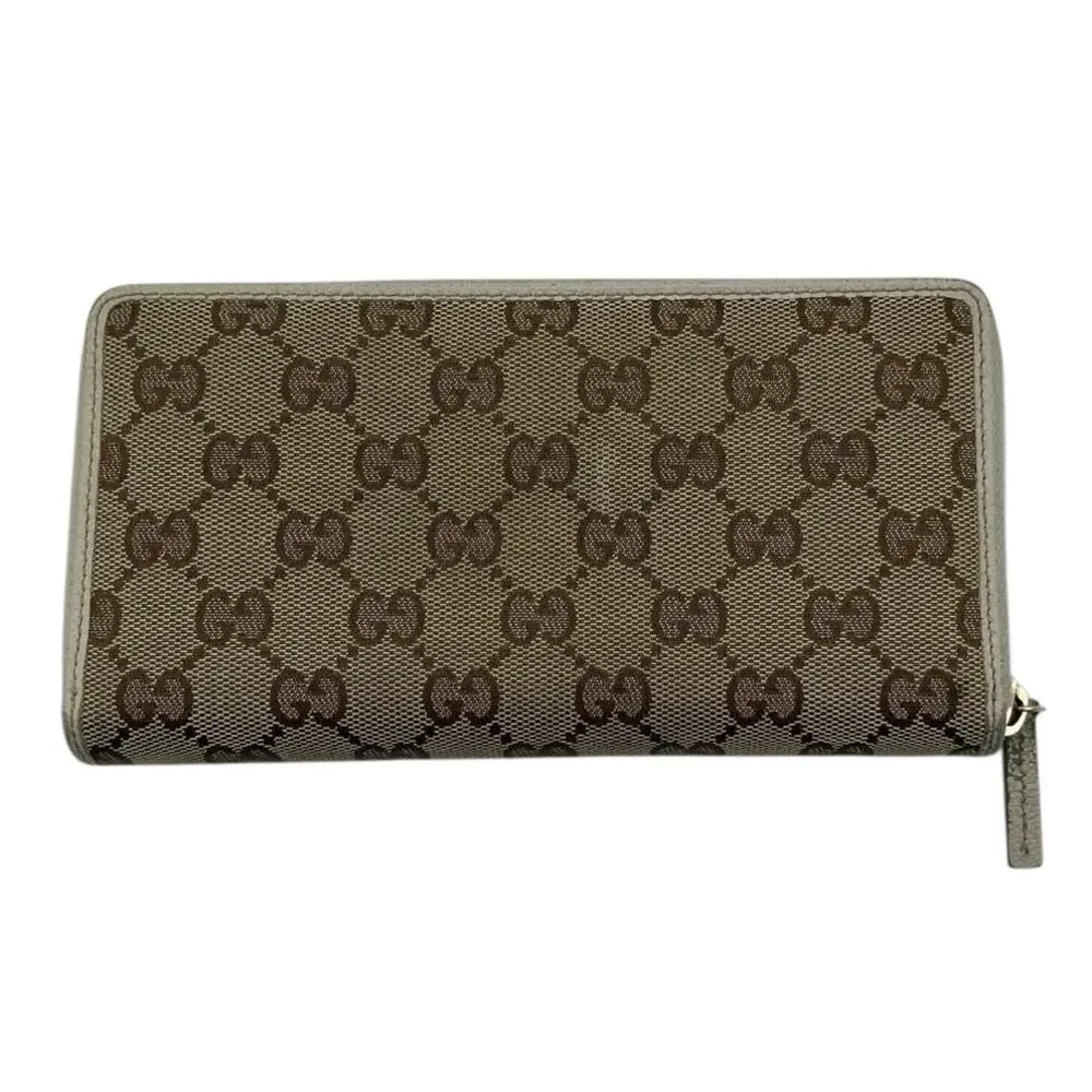 Gucci GG Canvas Zip Around Continental Wallet Monogram Beige‎ Tan Leather - Picture 7 of 10